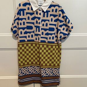 Burberry Kids Blue and Brown Graphic Dress